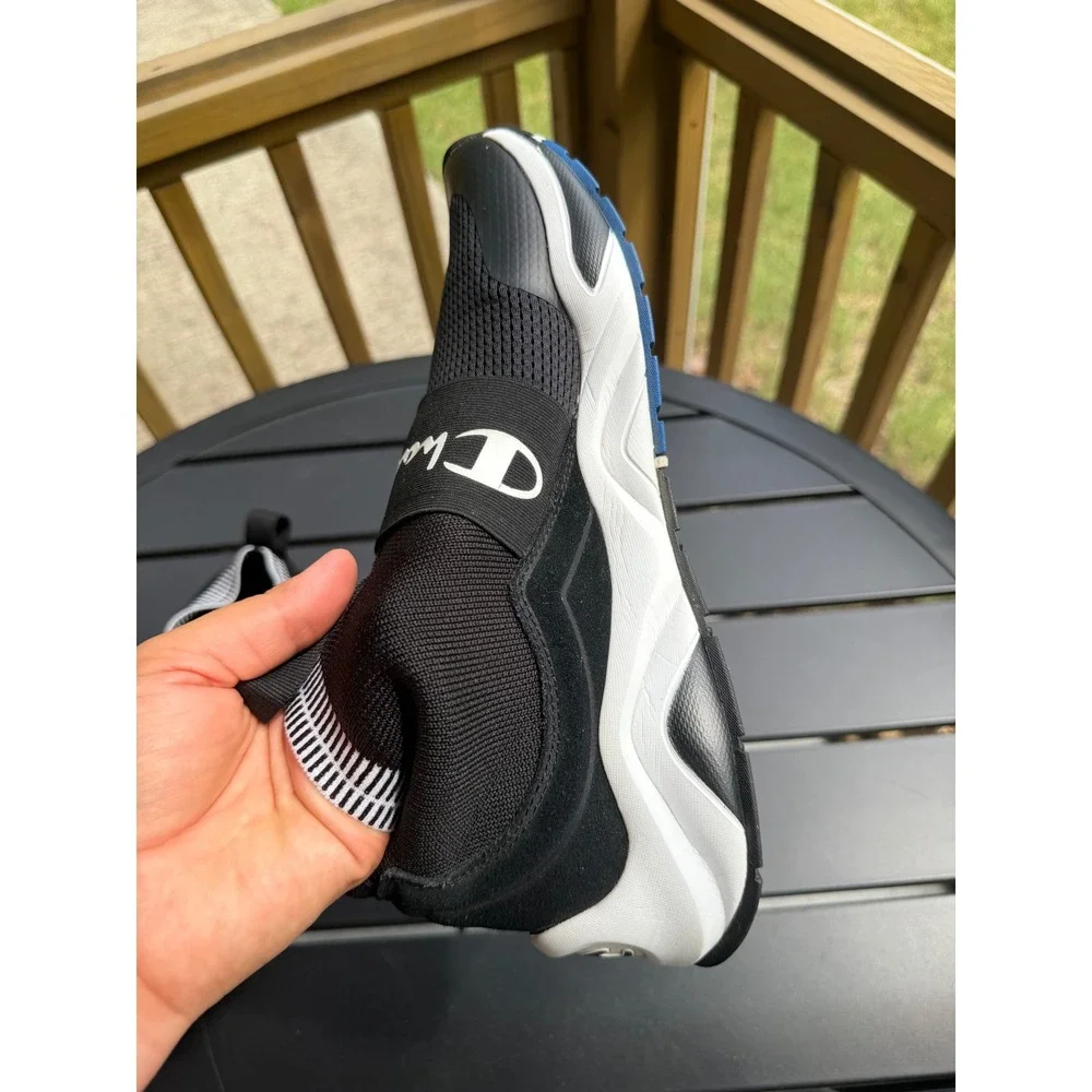 Champion Rally Pro Mens Black White Sock Sneakers Slip On High Top Shoes Sz11